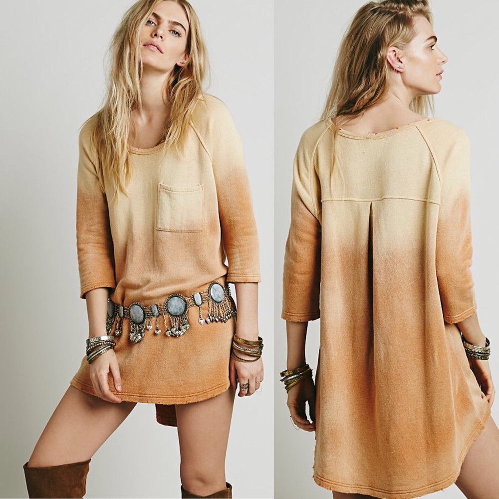 Free People 🦋 PEACHED OUT TUNIC DRESS 🦋 Sunrise